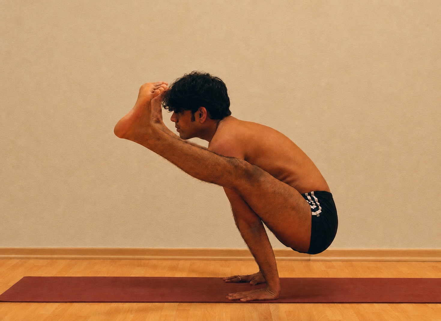 Tittibhasana yoga practice demonstrated by Pankaj