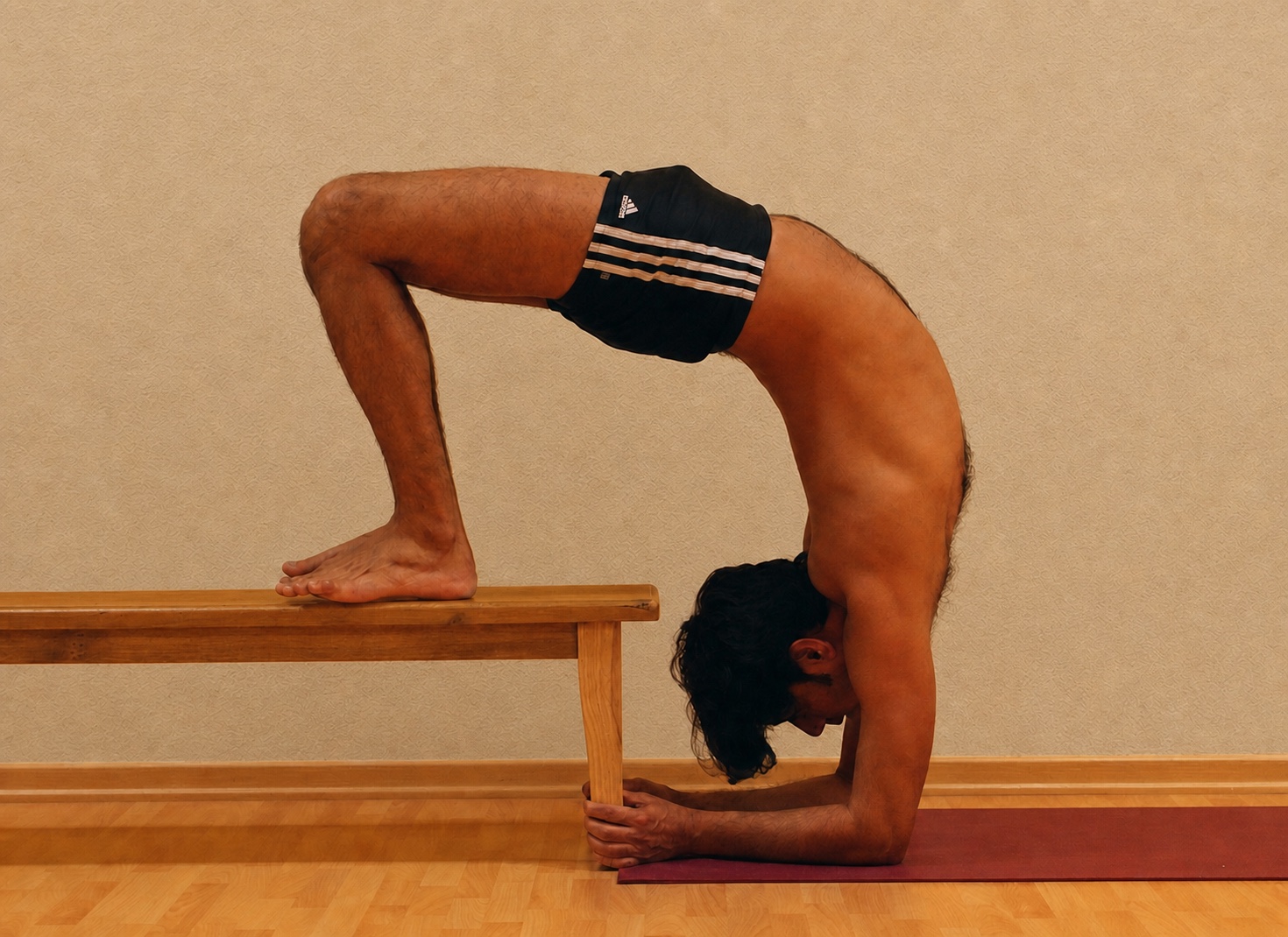 Dwi Pada Viparita Dandasana yoga practice demonstrated by Pankaj