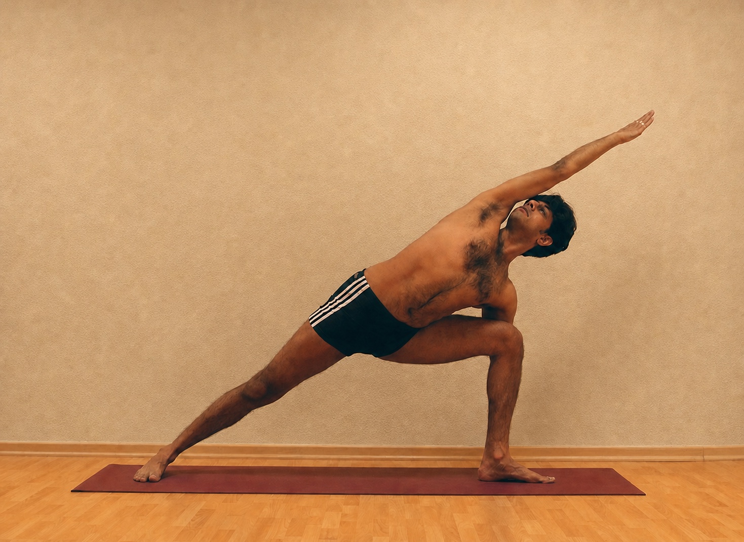Utthita Parsvakonasana yoga practice demonstrated by Pankaj